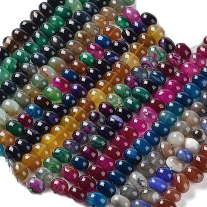 Natural Agate Beads Strands, Dyed & Heated, Egg
