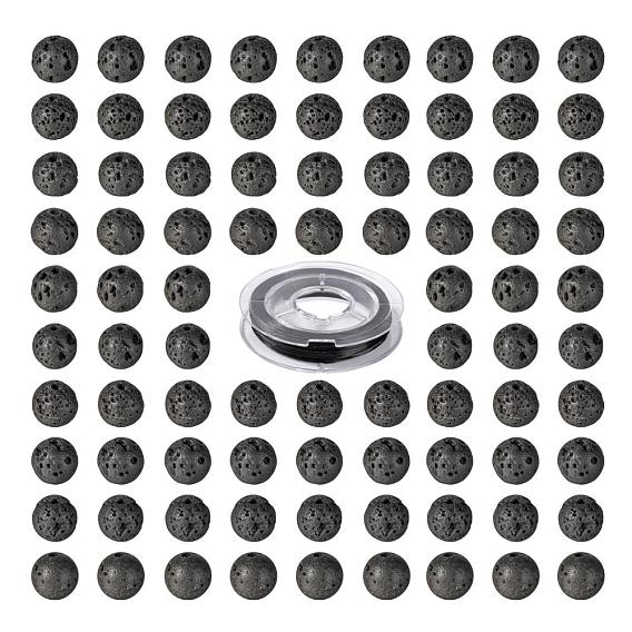 100 шт 8 мм бусины из натуральной лавы круглые бусины, с 10 эластичной кристаллической нитью m, для изготовления наборов эластичных браслетов своими руками