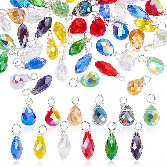 72шт 12 стильные стеклянные подвески, слеза, с медной проволокой, граненые