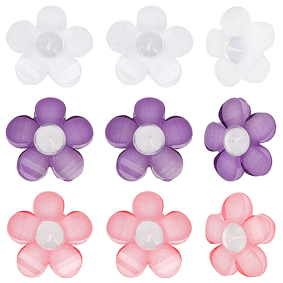 30шт. 3цветные акриловые ушки для сережек, с силиконовыми накладками, цветок