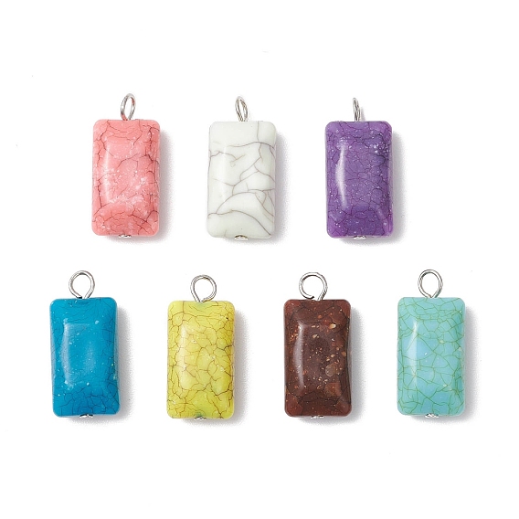 Хрустящие непрозрачные акриловые бусины, имитация бирюзы с железными плоскими головками-булавками подвески