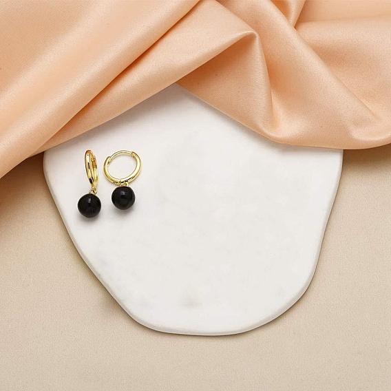 Круглые латунные эмалевые серьги-кольца