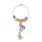 Sports Theme Tibetan Style Alloy Wine Glass Charms, with Imitate Austrian Crystal Bicone Glass Beads, Mixed Shapes