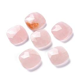 Natural Rose Quartz Beads, No Hole/Undrilled, for Wire Wrapped Pendant Making, Faceted, Square