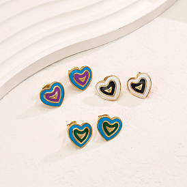 Серьги-гвоздики в форме сердца из нержавеющей стали, реальный 18 k позолоченный