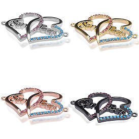 Colorful sen hollow peach heart jewelry connector diy bracelet ben heart-shaped CZ bracelet necklace jewelry accessories