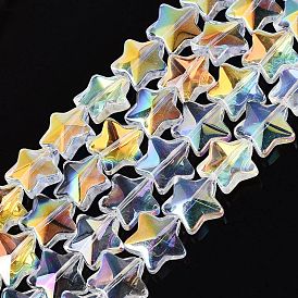 Electroplate Transparent Glass Beads Strands, Star, AB Color Plated, Half Plated