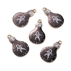 Alloy Enamel Pendants, Light Bulb with Astronaut Pattern