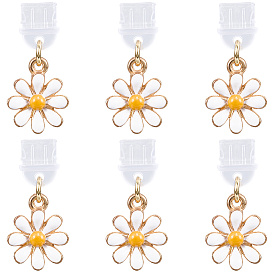 6шт пластиковые мобильные пылезащитные заглушки, цветок, с подвесками из эмали и сплава 