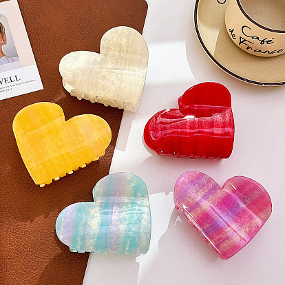 Heart Shape Cellulose Acetate Claw Hair Clips, Hair Accessories for Women and Girls