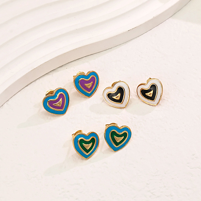 Серьги-гвоздики в форме сердца из нержавеющей стали, реальный 18 k позолоченный