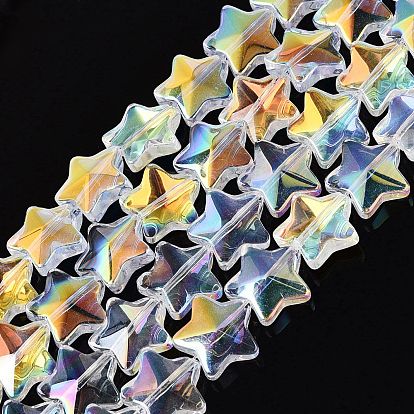 Electroplate Transparent Glass Beads Strands, Star, AB Color Plated, Half Plated