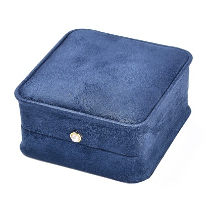 Velvet Bracelet Box, with Acrylic Pearl, Square, for Wedding, Jewelry Storage Case