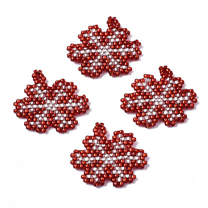 MIYUKI & TOHO Japanese Seed Beads, Handmade Pendants, Loom Pattern, Snowflake