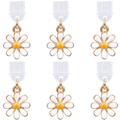 6шт пластиковые мобильные пылезащитные заглушки, цветок, с подвесками из эмали и сплава 