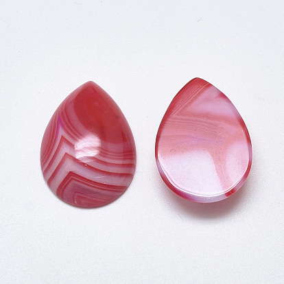 Natural Banded Agate/Striped Agate Cabochons, Dyed, Teardrop