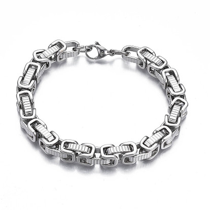 201 bracelet chaîne byzantine en acier inoxydable pour hommes femmes