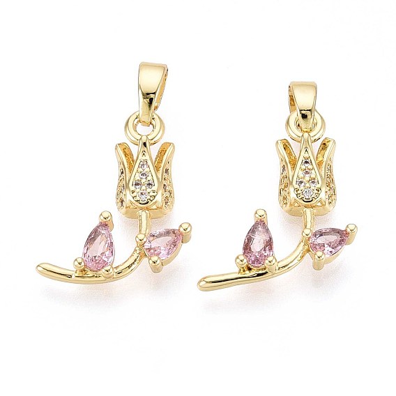 Латунные микро проложить кубического циркония подвески, цветок