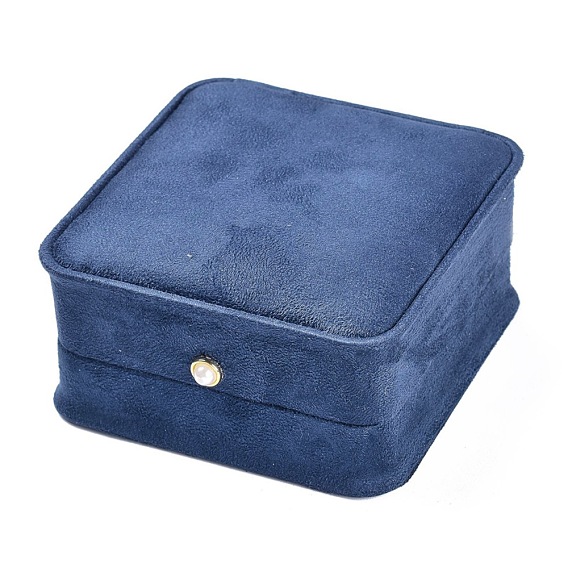 Velvet Bracelet Box, with Acrylic Pearl, Square, for Wedding, Jewelry Storage Case