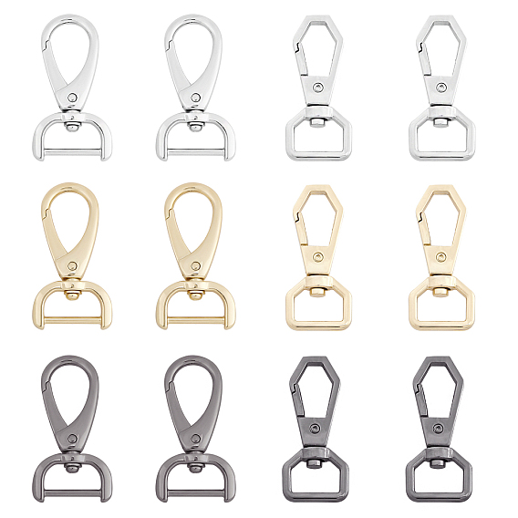 12Pcs 6 Style Alloy Swivel Clasps, Bag Replacement Accessories
