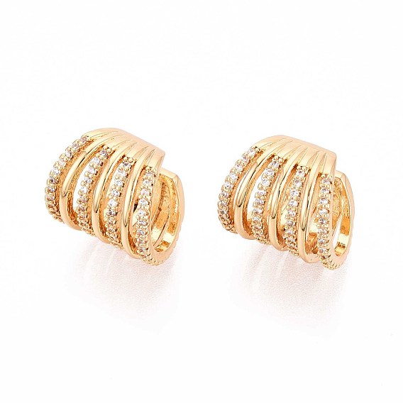 Латунные серьги-манжеты из прозрачного кубического циркония, многослойный с-образный