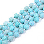 Natural Howlite Beads Strands, with Round Seed Beads, Dyed & Heated, Turquoise, Round, Faceted