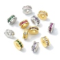 Rack Plating Brass Pave Cubic Zirconia Beads, Long-Lasting Plated, Lead Free & Cadmium Free, Real 18K Gold Plated, Flat Round