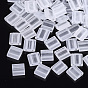 2-Hole Glass Seed Beads, Transparent Colours, Frosted, Rectangle