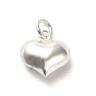 925 Sterling Silver Pendants, Heart Charms with Jump Rings