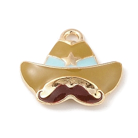 Alloy Enamel Pendants, Light Gold, Cowboy Hat Charm