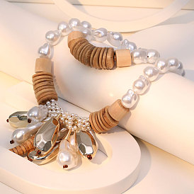 Комплекты браслетов и ожерелий из сплава, дерева, кокосовой скорлупы и искусственного жемчуга для женщин