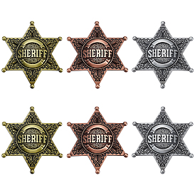 6шт. 3 цвета Звезда Давида со словом «шериф», значки из сплава для лацканов, рюкзака и одежды