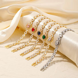 Minimalist Brass Rhinestone Chain Bracelets for Women