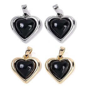 Латунные подвески, со стеклом, сердце