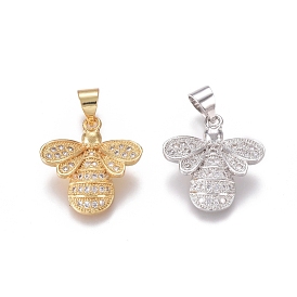 Латунные микропаве прозрачные подвески с фианитом, Пчелы