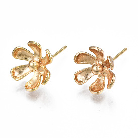 Brass Earring Findings, Nickel Free, Flower