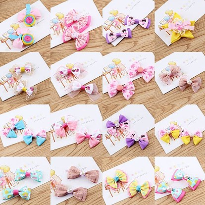 SUNNYCLUE DIY Hair Clip Kits, Ribbon Bowknot, with Iron Clips and Findings