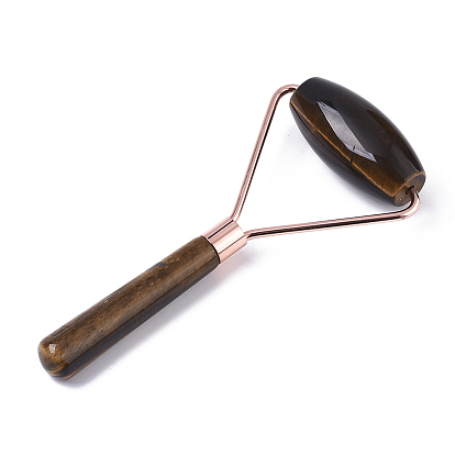 Природных драгоценных камней массаж инструменты, лицевые ролики, с латунной фурнитурой , сырой (без покрытия)