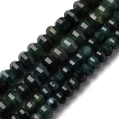 Природные моховой агат бисер нитей, граненые, тыква