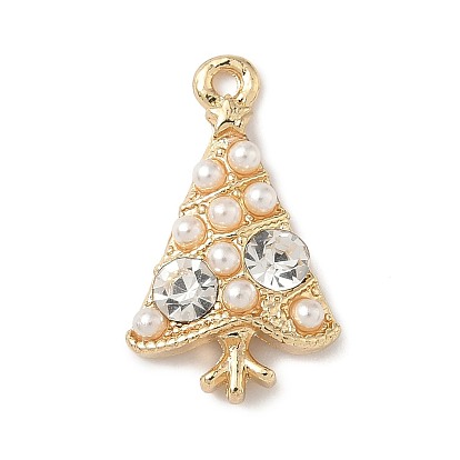 Подвески из сплава со стразами и пластиковыми бусинами, Рождественские елки