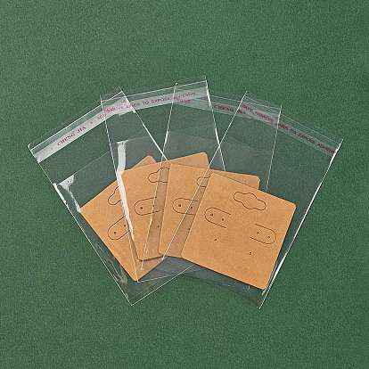 30Карточки для демонстрации сережек из крафт-бумаги с отверстием для подвешивания, квадратный, с 30 целлофановыми пакетами OPP