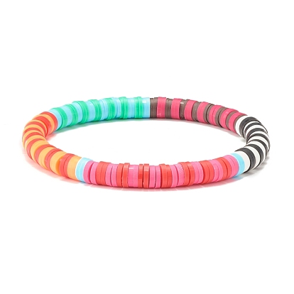 Bracelet extensible en perles heishi en argile polymère fait à la main, bijoux de plage d'été pour femmes