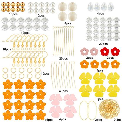 Sunnyclue 183 шт. наборы для изготовления серег в цветочном стиле своими руками, в том числе латунные соединительные кольца, подвески и крючки для серег, Подвески из сплава , Стеклянные бусины
