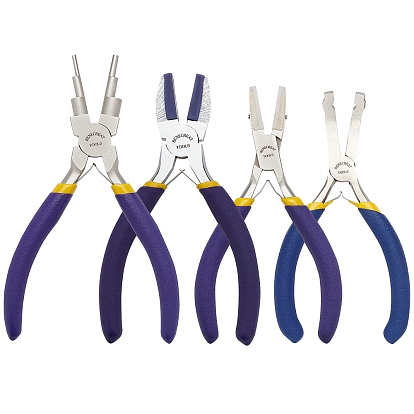 Jewelry Pliers Sets, with Iron Bent Nose Pliers, Carbon Steel Flat Nose Pliers & Round Nose Pliers, Non-Slip Comfort Grip Handle, for Jewelry Making Beading Repair Supplies