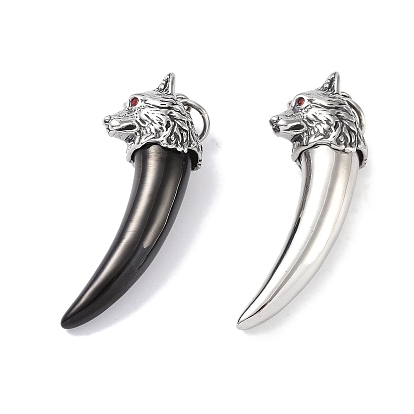 Se puede abrir 316 urna quirúrgica de acero inoxidable para cenizas, colgantes grandes., con diamantes de imitación y anillo de salto, encanto de diente de lobo