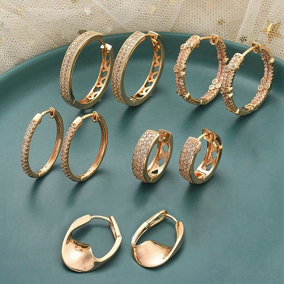 Серьги-кольца из латуни с прозрачным кубическим цирконием, долговечный