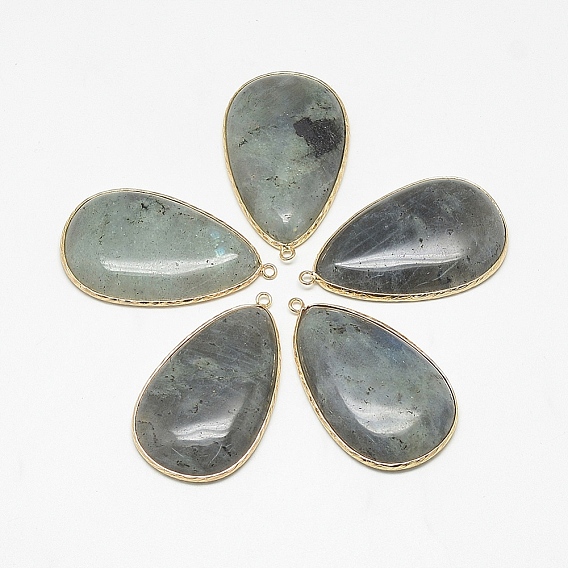 Драгоценный камень большие кулоны, с латунной фурнитурой , капля