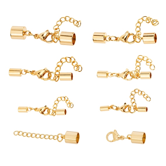 PVD Vacuum Plating 304 Stainless Steel Chain Extender, with Cord Ends and Alloy Lobster Claw Clasps