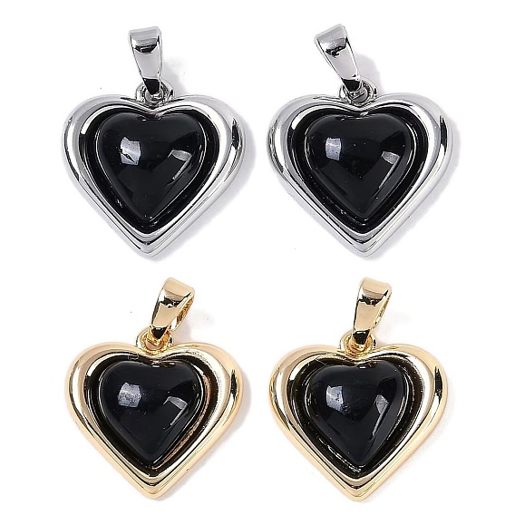 Латунные подвески, со стеклом, сердце