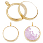 2Pcs 304 Stainless Stee Locket Pendants, with Glass, Flat Round Charms, Ion Plating(IP)